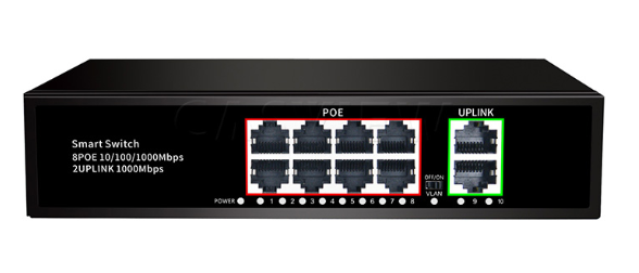 8 Port 10/100/1000M POE Switch(8+2 Built-in)
